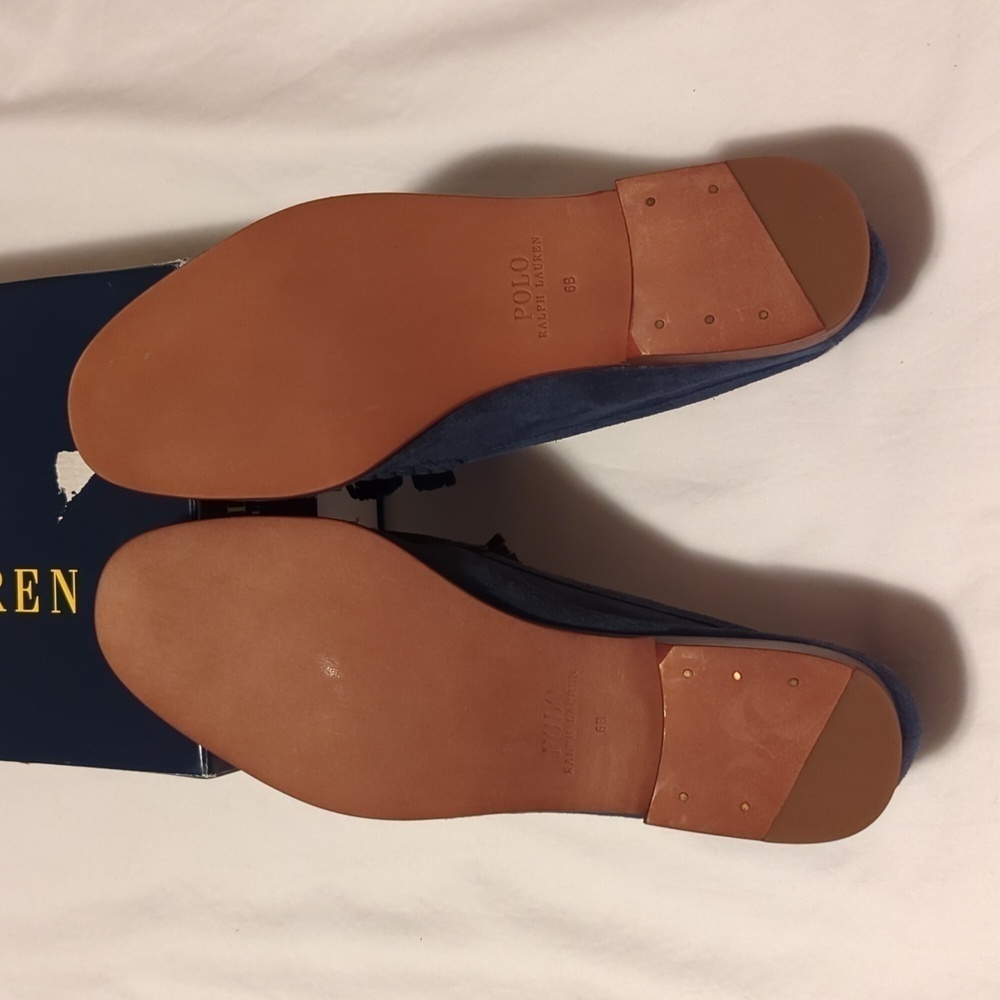 Polo Ralph Lauren Ashtyn Indigo blue reverse suede loafers Size 6 B. - Picture 3 of 8